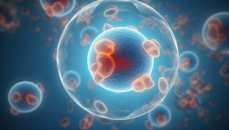 3d rendering of Human cell or Embryonic stem cell microscope background