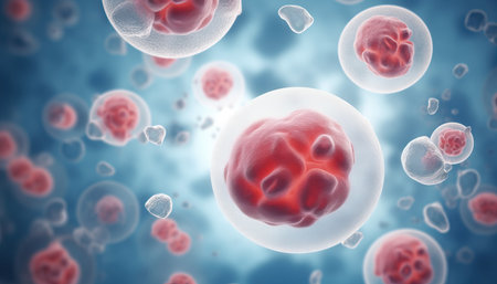 3d rendering of Human cell or Embryonic stem cell microscope background