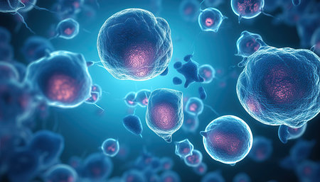 3d rendering of Human cell or Embryonic stem cell microscope background
