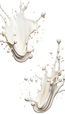 Set of Milk splash and pouring on whiteの写真素材