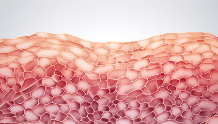 Saggy skin layer and skin cells, 3D rendering, beauty, and medicineの写真素材