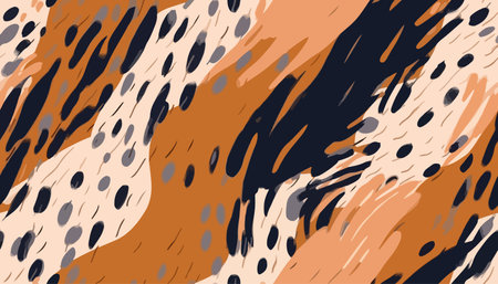 Hand drawn trendy abstract tiger striped print with dots. Modern fashionable template for design.のイラスト素材