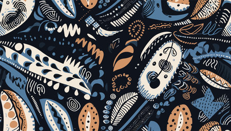 Modern hand drawn mixed ethno style ornamental pattern. Abstract trendy print. fashionable vector...
