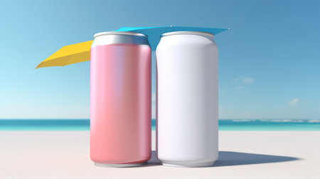 Blank can mockup for beverage.Summer refreshing drink. 3d renderingの素材