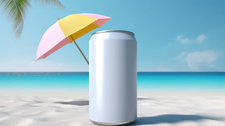 Blank can mockup for beverage.Summer refreshing drink. 3d renderingの素材