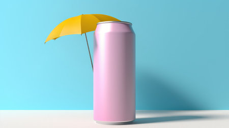 Blank can mockup for beverage.Summer refreshing drink. 3d renderingの素材