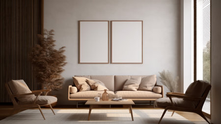 Modern style living room with picture frameの素材