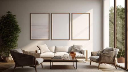 Modern style living room with picture frameの素材