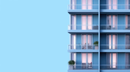 Side view of condominium room close up with blue background.Concept for real estate property and condo.3d renderingの素材