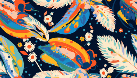 Modern abstract paisley botanical ethnic style pattern. collage contemporary print. Fashionable...
