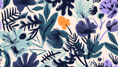 Hand drawn abstract trendy flowers pattern. collage contemporary print. fashionable template for designのイラスト素材