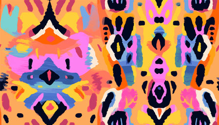 Hand drawn bohemian ethnic geometric style pattern. Dynamic bright abstract illustration....