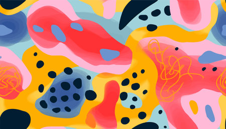 Artistic illustration pattern. Creative collage with shapes. Seamless pattern. fashionable template...