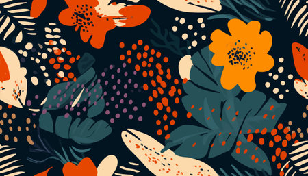 Hand drawn abstract jungle pattern with leopards. Creative collage contemporary seamless pattern. fashionable template for designのイラスト素材