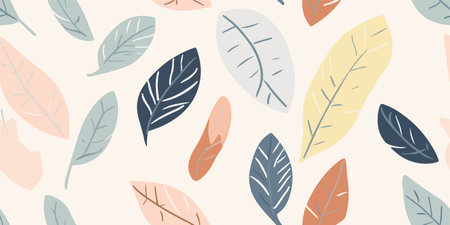 Modern minimal abstract leaves print. Cute cartoon style seamless pattern. hand drawn unique printのイラスト素材