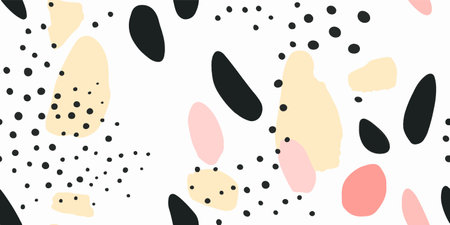 Hand drawn abstract simple shapes pattern. Modern collage print. Fashionable template for design.のイラスト素材