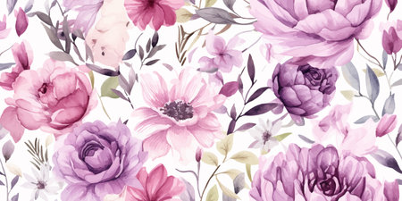 Pink rose, dahlia, peony, ranunculus, fern, sage blush greenery vector design wedding spring seamless pattern. modern pattern. Fashionable template for design.のイラスト素材