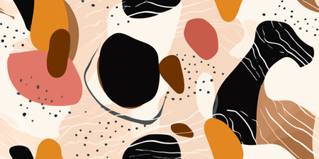 Trendy artistic illustration pattern. Creative collage with shapes. Seamless pattern. fashionable template for designのイラスト素材
