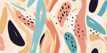 Hand drawn trendy pastel abstract pattern. Creative collage contemporary seamless pattern. fashionable template for designのイラスト素材
