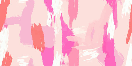 Trendy seamless pattern with pink brush strokes Fashionable template for design. Soft color paletteのイラスト素材