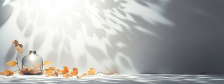 An original light background image with a slight shadow of a plant for the presentation of various products or goodsの素材