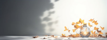 An original light background image with a slight shadow of a plant for the presentation of various products or goodsの素材