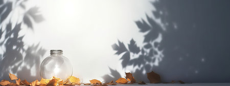 An original light background image with a slight shadow of a plant for the presentation of various products or goodsの素材