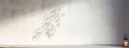 An original light background image with a slight shadow of a plant for the presentation of various products or goodsの素材