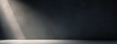 Empty light dark wall with beautiful chiaroscuro. Minimalist background for product presentation, mock upの素材