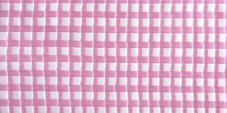 Light pink and white style striped fabric texture. Background with striped closeup weave fabric. Pinstripe material of pink and white colorの素材