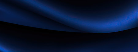 Navy blue silk satin. Dark elegant luxury abstract background with space for design. Shiny smooth fabric. Soft folds. Drapery. color gradient. lines. Wavy pattern. Christmas, birthday, romance.の素材