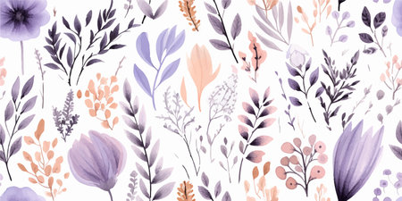 boho style. Save the date. Vector beautiful watercolor plants, leaves and flowers for elegant modern greeting cards, congratulations in muted colorsのイラスト素材