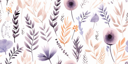 boho style. Save the date. Vector beautiful watercolor plants, leaves and flowers for elegant modern greeting cards, congratulations in muted colorsのイラスト素材