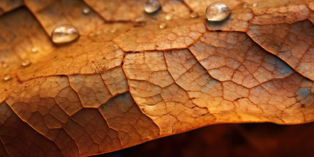 Texture of dry autumn leaf, macro photo as organic nature background. Fall colors leaves texture close up with veins, beauty of nature. Trend botanical design wallpaper, environment pattern backdropの素材