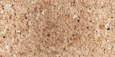 Seamless OSB boards are made of brown wood chips sanded into a wooden background. Top view of OSB wood veneer background, tight, seamless surfaces.の素材