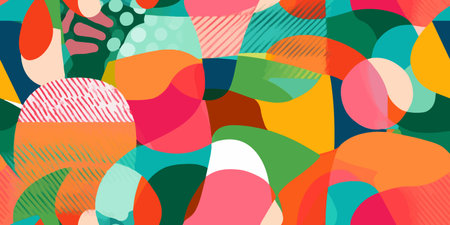 fun vibrant geometric grid seamless pattern, textile, surface, fabric, wallpaper, gift wrap, wrapping paper, stationery, branding, banner, background, social media, marketing graphic design material.のイラスト素材