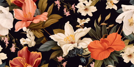 Floral seamless pattern. Fashionable template for design. Soft feminine palette for textile, surface, fabric, wallpaper, gift wrapping, stationery, branding, banner, background, social media marketingのイラスト素材