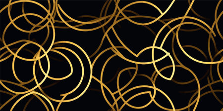 Luxury Black gold background pattern seamless geometric line circle wave abstract design vector. Christmas backgroundのイラスト素材
