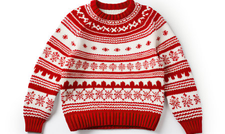 Warm Christmas ugly sweater on white backgroundの素材