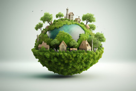 full body earth in cartoon style full studio center in white background, symbol of environmental protection and care of a fragile planet Earth Day conceptの素材