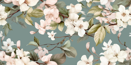 Seamless vintage pink wallpaper pattern background design art spring decorative blossom floral flowerのイラスト素材