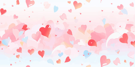 Trendy seamless pattern with colorful hearts, valentines day backgrounds print, Vector illustration.のイラスト素材