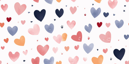 Trendy seamless pattern with colorful hearts, valentines day backgrounds print, Vector illustration.のイラスト素材