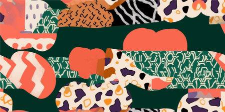 Modern Geometry seamless pattern. Seamless vector texture with cut out shapes. Playful background in...