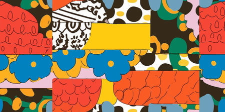 Purple Seamless Decoration Palm Artwork Vector. Gradient Endless Creative Organic Quill, Seamless Design. Hippie Seamless Summer Jungle Decor Wallpaper.のイラスト素材