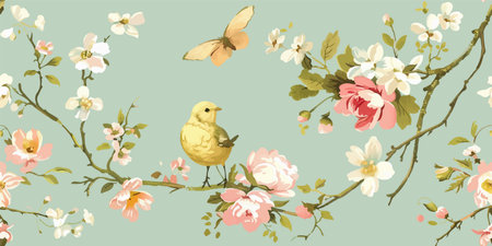 Seamless watercolor floral pattern on a white background.のイラスト素材