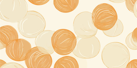 Abstract Geometric Pattern, A captivating geometric pattern with warm, orange hues of beige in an intricate interplay of circles and curves, creating a modern and visually engaging texture.のイラスト素材