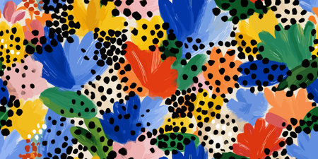 Vibrant Abstract Floral Seamless Pattern Textured Vector Art for design, textile, packaging, fabric...