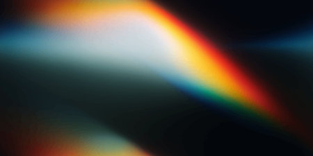 Vibrant rainbow prism light leak seamless pattern with blurry lens flare effects for creative...