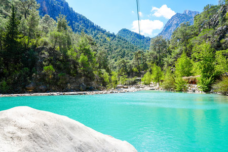 Goynuk canyon near Kemer. Idyllic landscape with rocks and canyons and turquoise water. Nature in Turkey.の写真素材